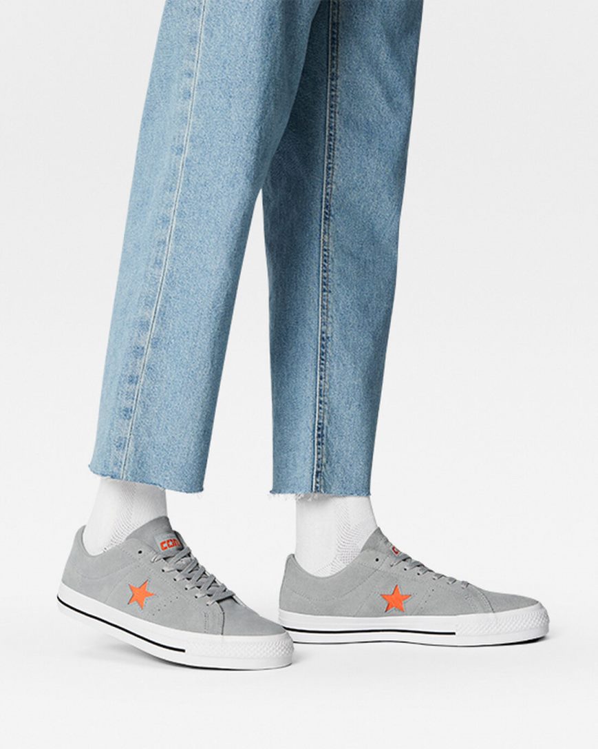 Zapatillas Skate Converse One Star Pro Hombre Gris Naranjas Blancas | PE 705E4L